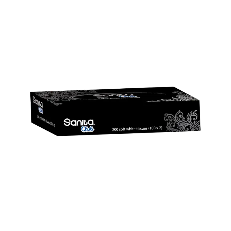 Sanita Club Facial Tissue 200SH 2Ply Black 1x48